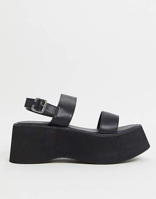 Koi Footwear chunky flatform sandals in black - BLACK
