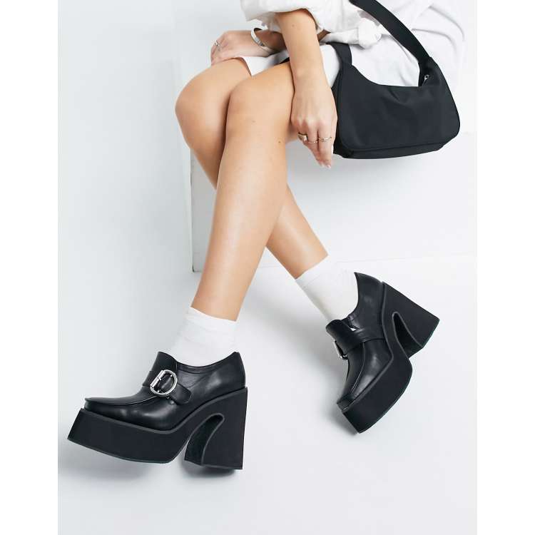 Koi Footwear chunky heeled loafers in black - BLACK