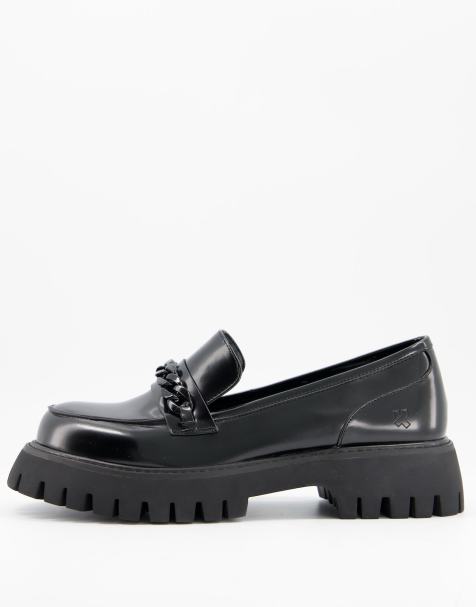 Koi footwear chunky loafers with chain detail in black - BLACK - view 1