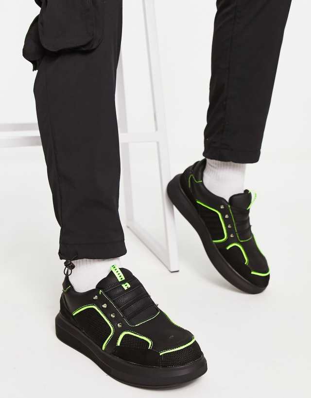 Koi Footwear contrast detail sneakers in black and yellow