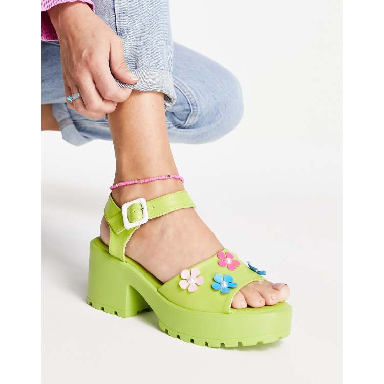 Koi Footwear Cozy flower gardens chunky sandals in green ASOS