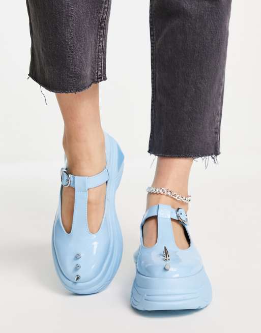 Koi Footwear Dear chunky shoes with studs in blue, 4 of 4