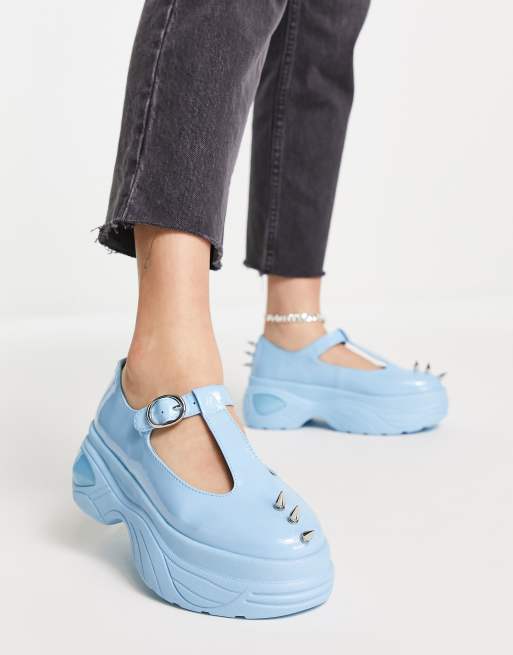 Koi Footwear – Dear – Niebieskie buty na grubej podeszwie z ćwiekami