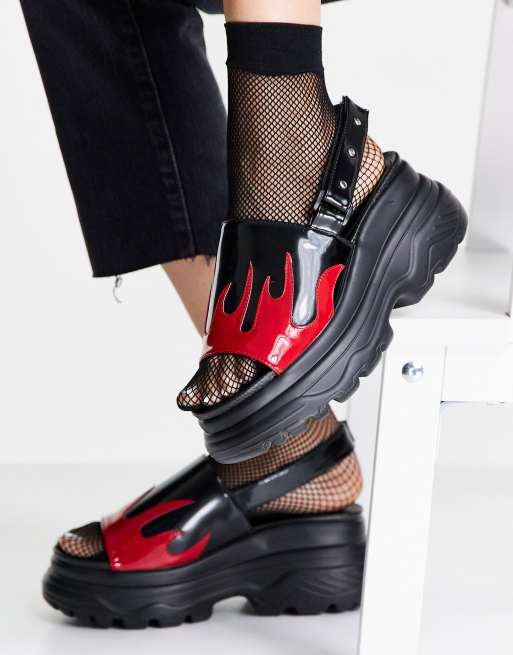 Koi Footwear - Ebo - Chunky sandaler med flammer i sort - BLACK