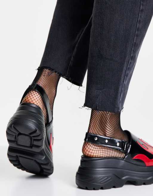 Koi Footwear Ebo flame chunky sandals in black - BLACK | ASOS