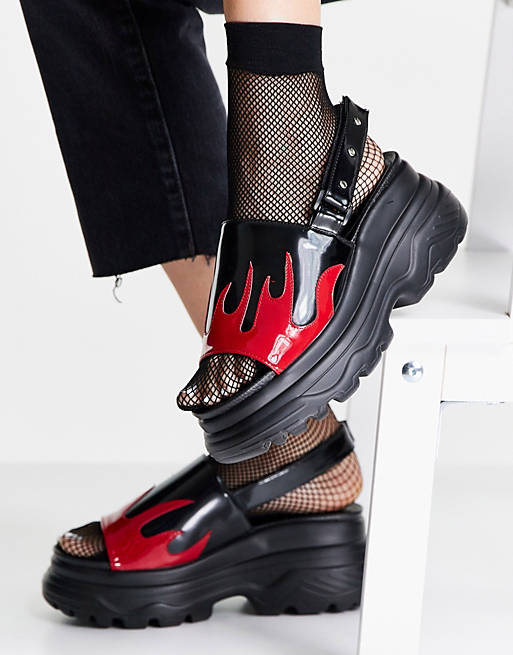 Koi Footwear Ebo flame chunky sandals in black - BLACK