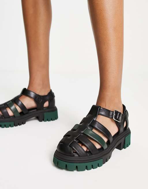 Koi Footwear – Gladiator – Svarta sandaler med grön sula, 2 av 4