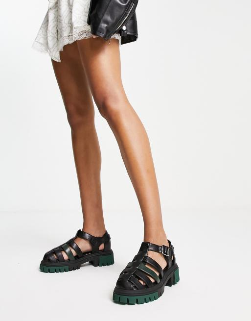 Koi Footwear – Gladiator – Svarta sandaler med grön sula, 3 av 4