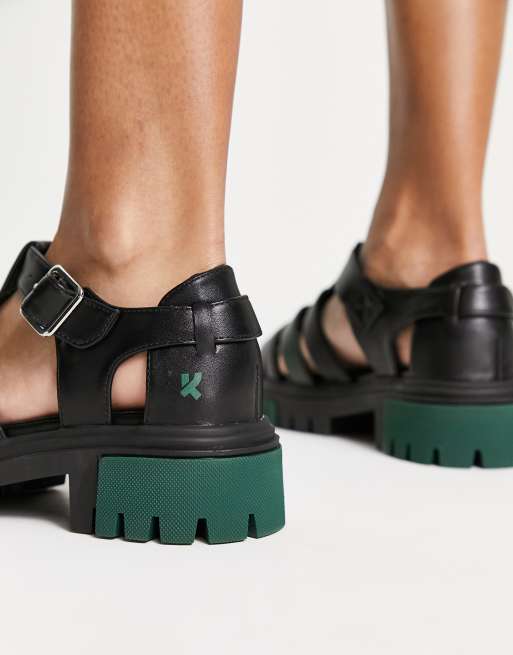 Koi Footwear – Gladiator – Svarta sandaler med grön sula, 4 av 4