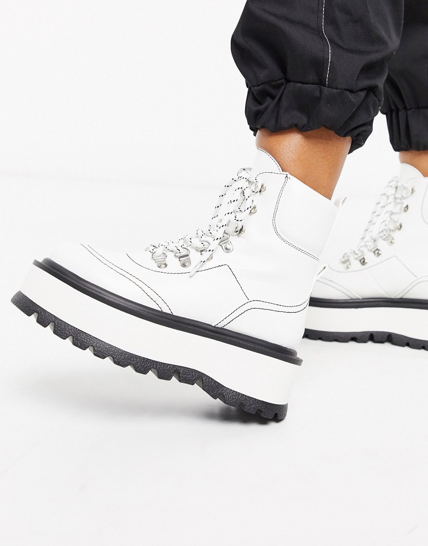 Koi Footwear - Hyrda - Hvide veganske flatform-vandrestøvler