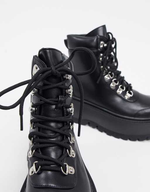 Koi Footwear - Hyrda - Sorte veganske flatform-vandrestøvler, 3 af 4