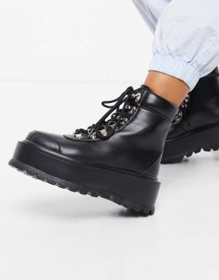 Koi Footwear Hyrda Vegan Flatform Hiker In Black