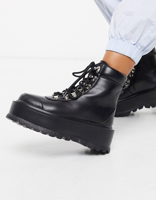 Koi Footwear Hyrda vegan flatform hiker in black
