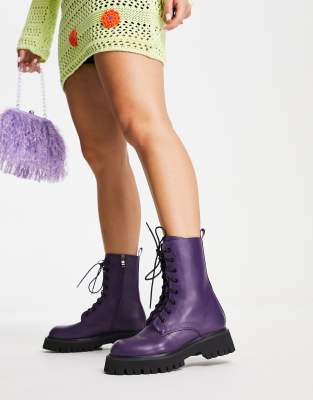 Koi lace up boots in dark purple