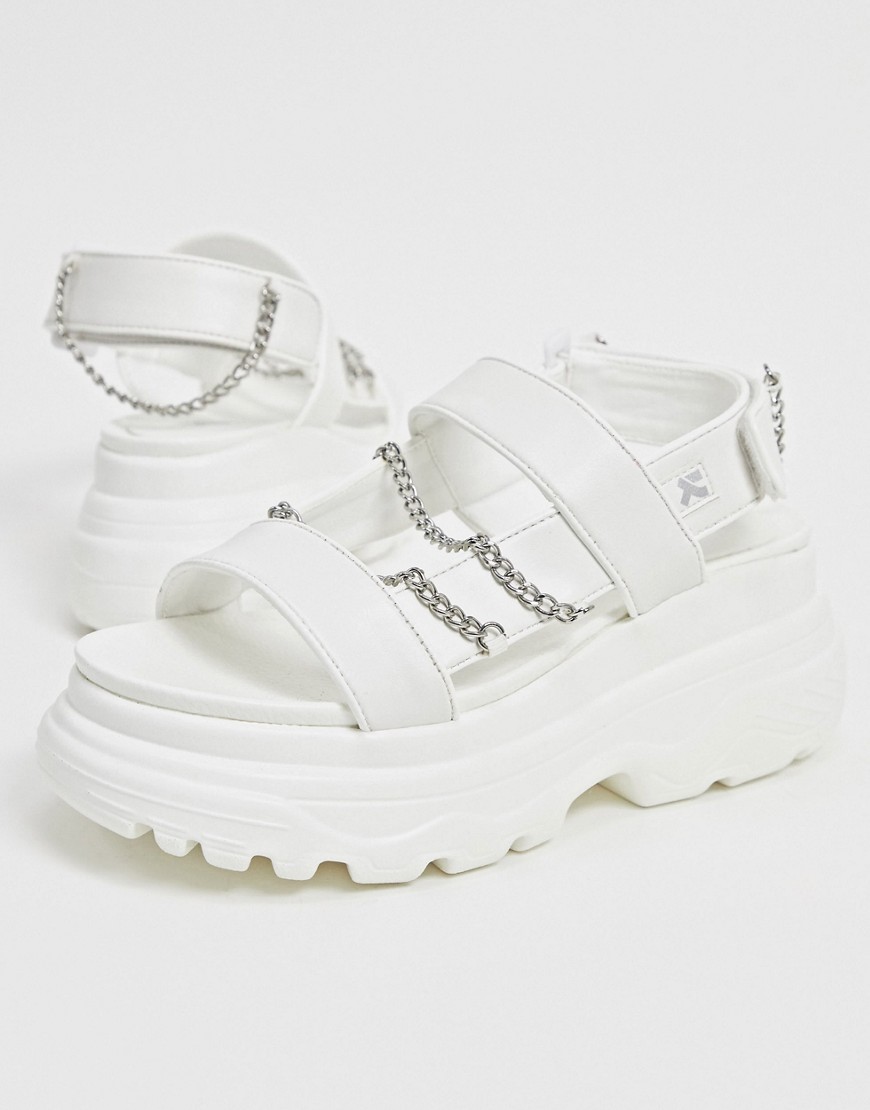 Koi Footwear - Marnus - Vegan sandaal met dikke zool, kettingen en bandjes in wit