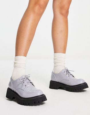 Koi Footwear metallic lace up shoes in silver - ASOS Price Checker