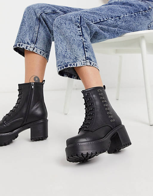 Koi Footwear Necron vegan ankle boot with metal detail in black | ASOS