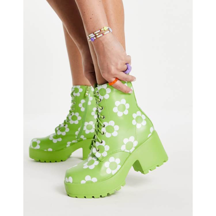 Lime green shop platform boots