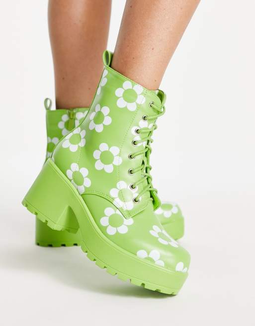 Green platform shop boots