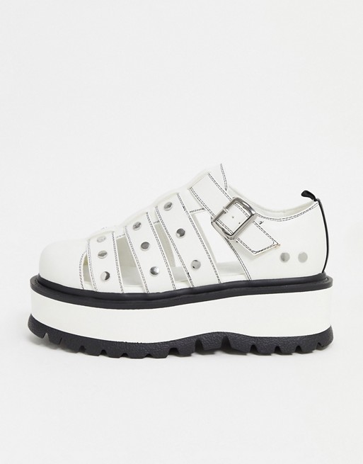 Koi Footwear Relay vegan caged flatform shoe in white