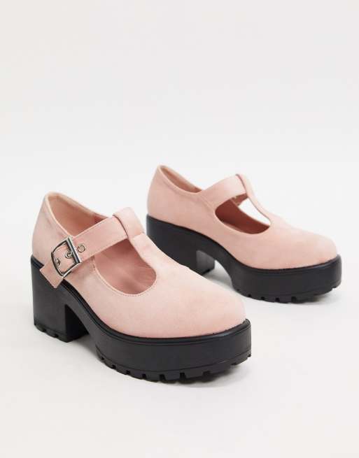 Koi Footwear Sai vegan mary jane heeled shoe in pink ASOS