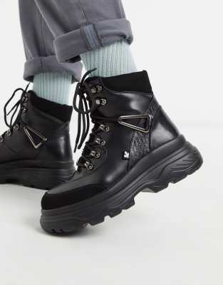 Koi Footwear - Scarponcini da trekking chunky vegan neri-Nero