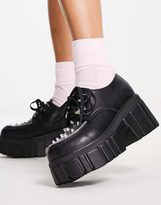 Koi Footwear studded lace up creepers in black