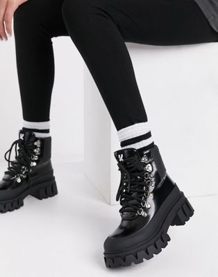  Syndrome chunky hiker boots  - BLACK