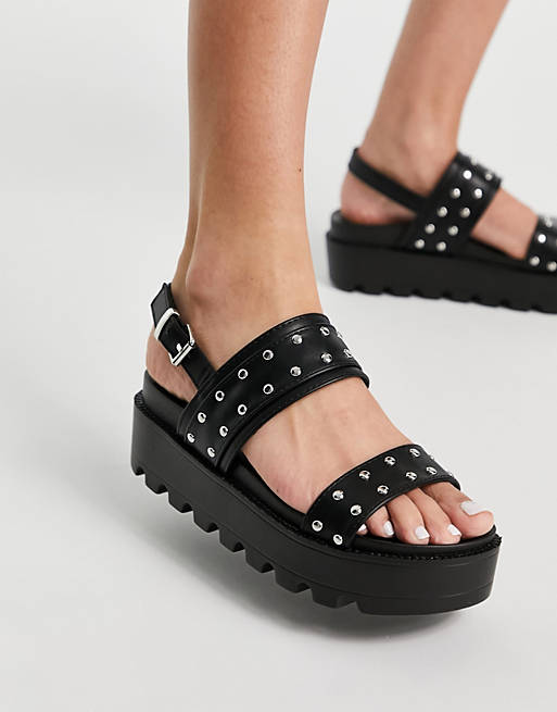 Koi Footwear Toril flatform sandals with studs - BLACK