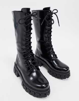 Koi Footwear Trinity Vegan Lace Up Chunky Boots In Black | ModeSens