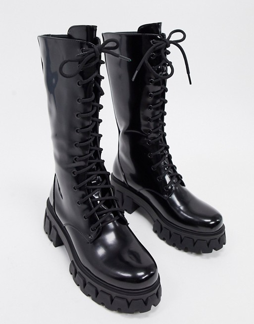 Koi Footwear Trinity vegan lace up chunky boots in black