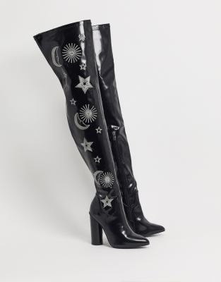 womens black thigh boots