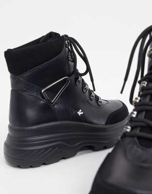 black platform hiking boots