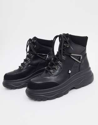 black platform hiking boots