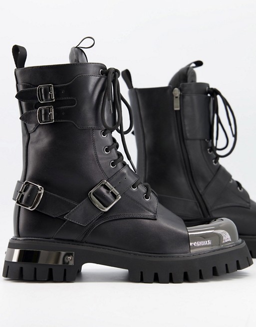 Koi footwear vegan chunky boots with metal toe cap | ASOS