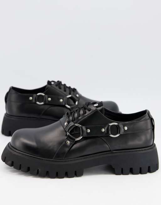Koi footwear vegan chunky lace up harness shoes in black ASOS