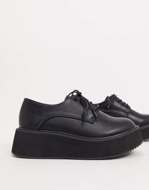 Koi Footwear vegan lace up chunky shoes in black ASOS