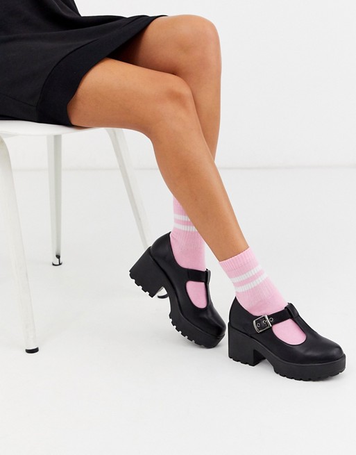 Koi Footwear vegan mary jane heeled shoe in black | ASOS