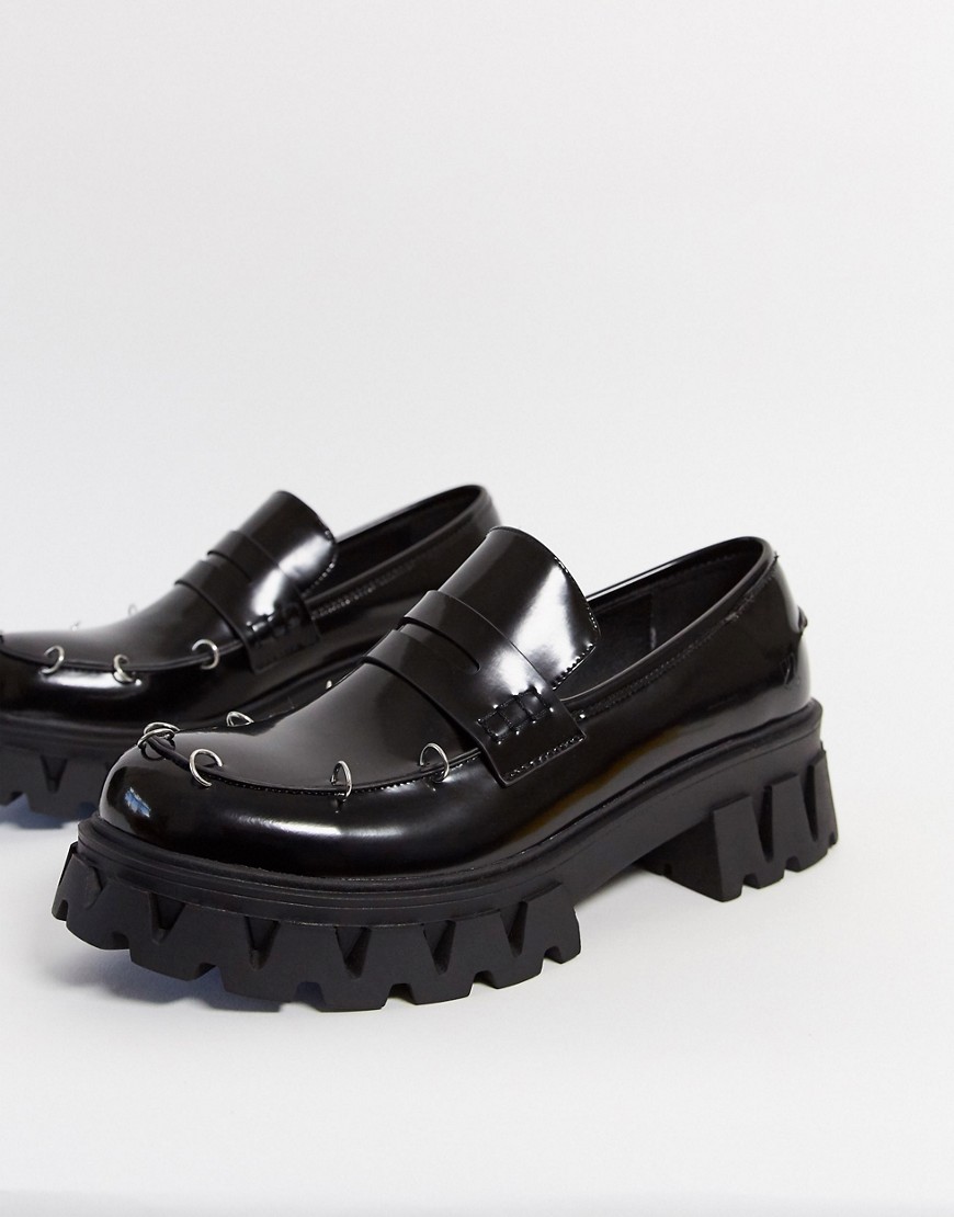 Koi Footwear - Vegan - Penny loafers met metalen detail in zwart