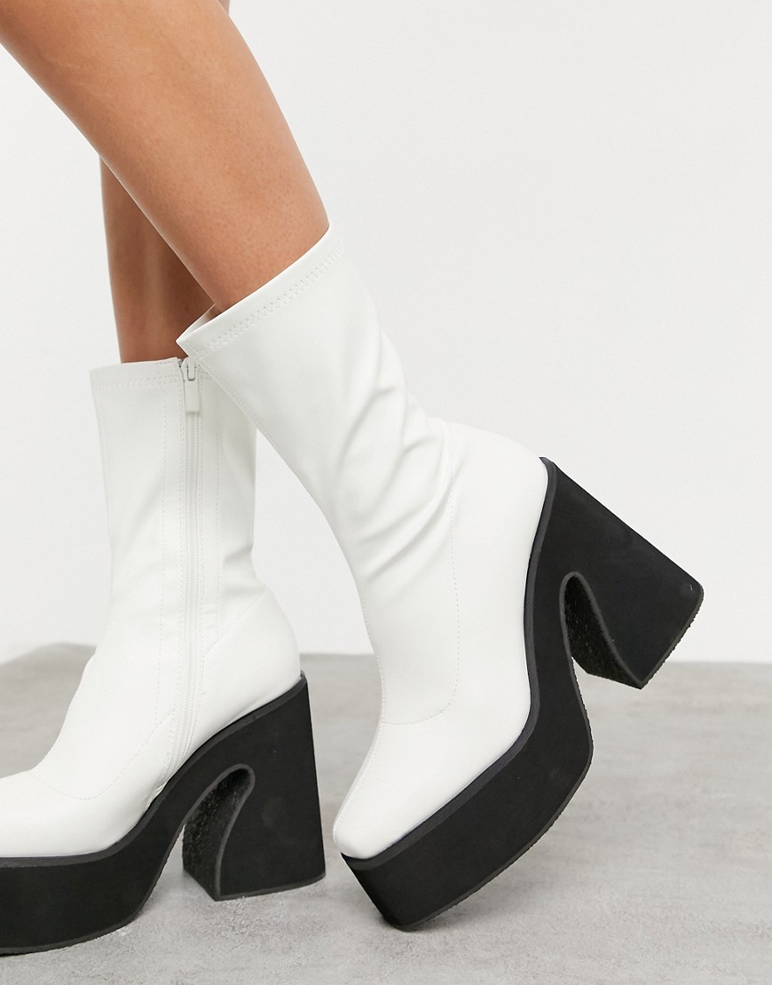 Koi Footwear Vegan Platform Sock Boots In White