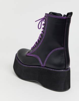 purple lace up boots