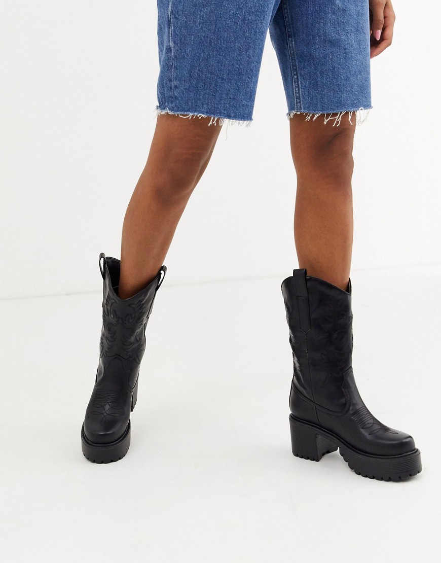 Koi Footwear - Veganistische westernlaarzen met dikke zool in zwart