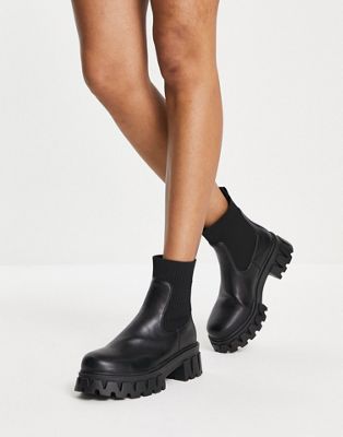 Koi Footwear Zadie chunky sock boots in black - ASOS Price Checker
