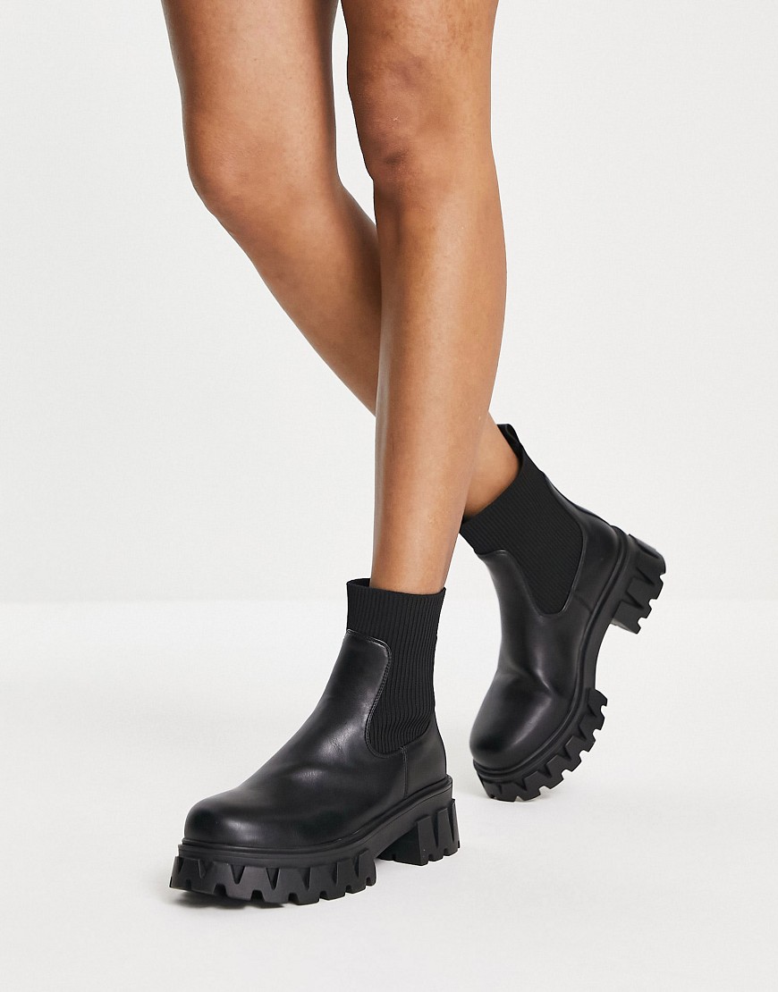Koi Footwear Zadie chunky sock boots in black