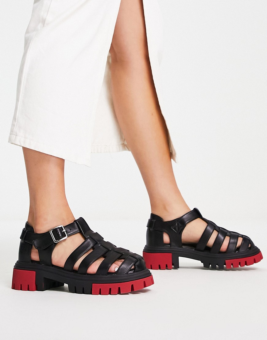 Koi Footwear Koi gladiator sandal in black with red sole