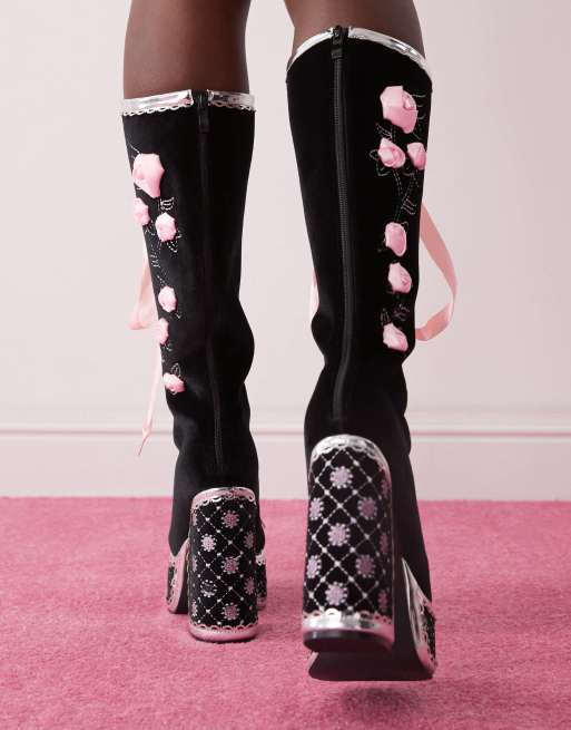 Koi Guiltless Ghost Lace Up Platform Long Boots - Black | ASOS