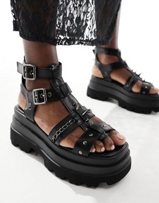 Koi He Divine spiked chunky sandals in black