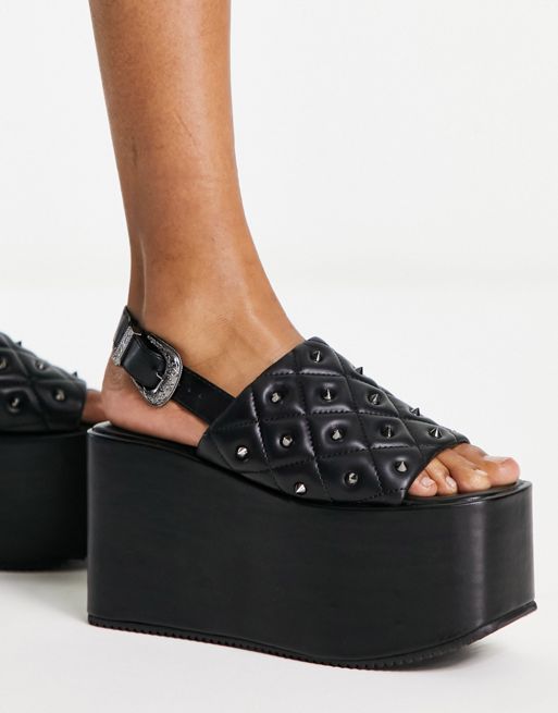 ASOS DESIGN Tye toe thong wedge sandals in black