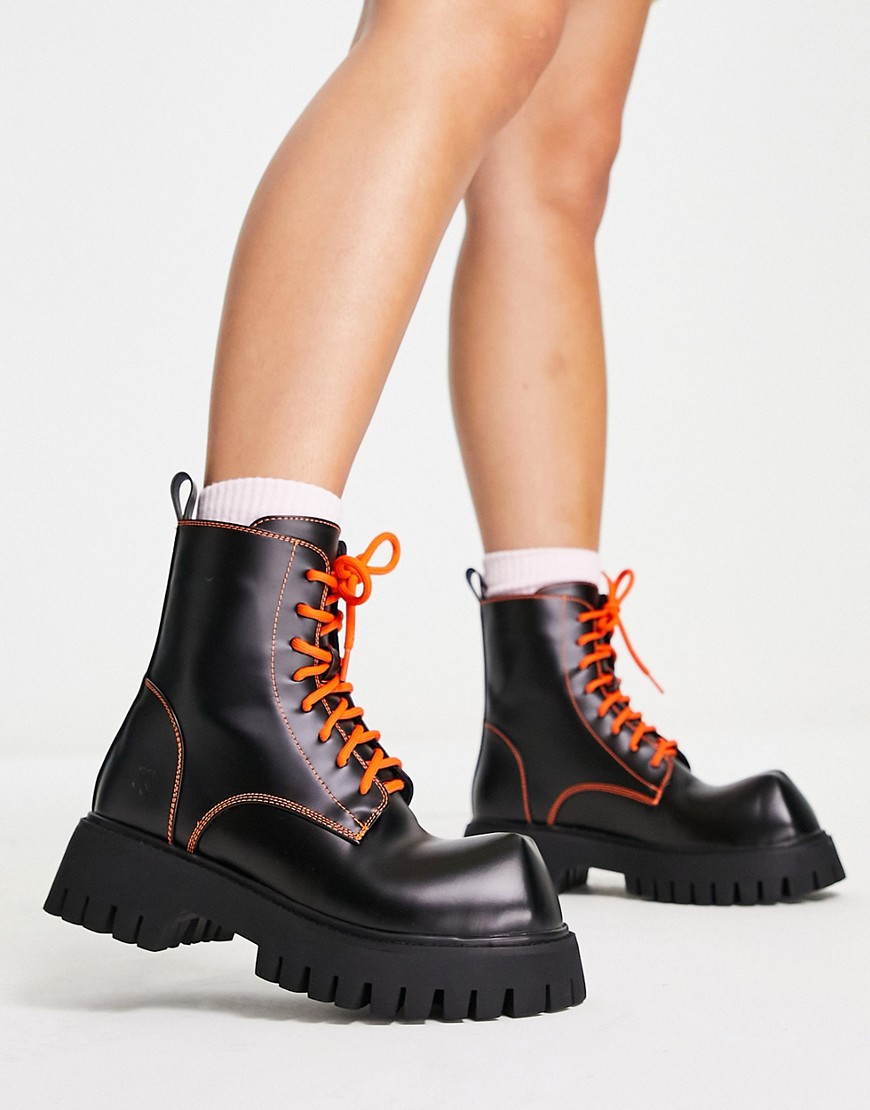 Koi lace up boot with contrast laces in black