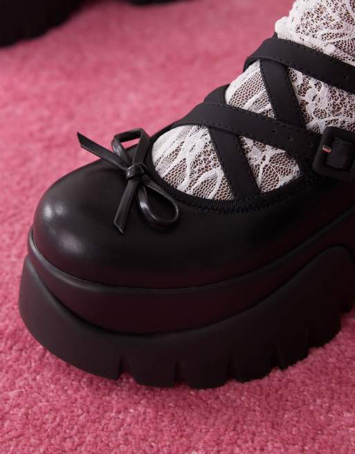 Amazon.com | Cross Ankle Strap Platform Chunky High Heels